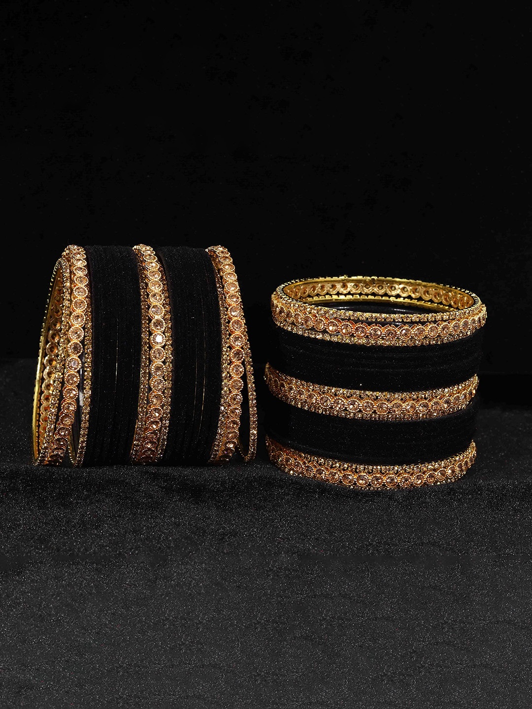 Set of 42 Non-Precious Metal with Base Metal Zircon Gemstone Studded Velvet Bangle, Peach
Set of 42 Non-Precious Metal with Base Metal Zircon Gemstone Studded Velvet Bangle, Peach