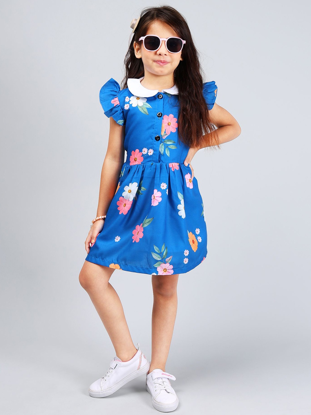 PINK MERMAID Girls Floral Printed Peter Pan Collar Flutter Sleeves Fit and Flare Dress, Blue
PINK MERMAID Girls Floral Printed Peter Pan Collar Flutter Sleeves Fit and Flare Dress, Blue