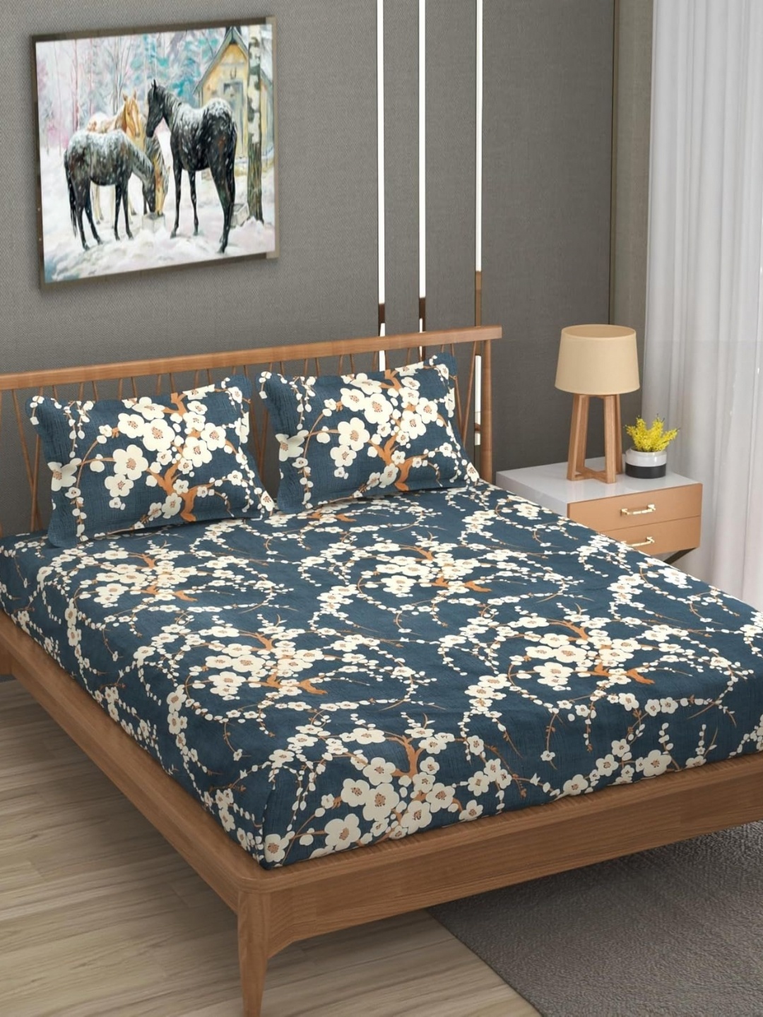 YaAkholic Grey & Beige Floral 220 TC King Fitted Cotton Bedsheet Set - 1.9 M x 1.8 M
YaAkholic Grey & Beige Floral 220 TC King Fitted Cotton Bedsheet Set - 1.9 M x 1.8 M