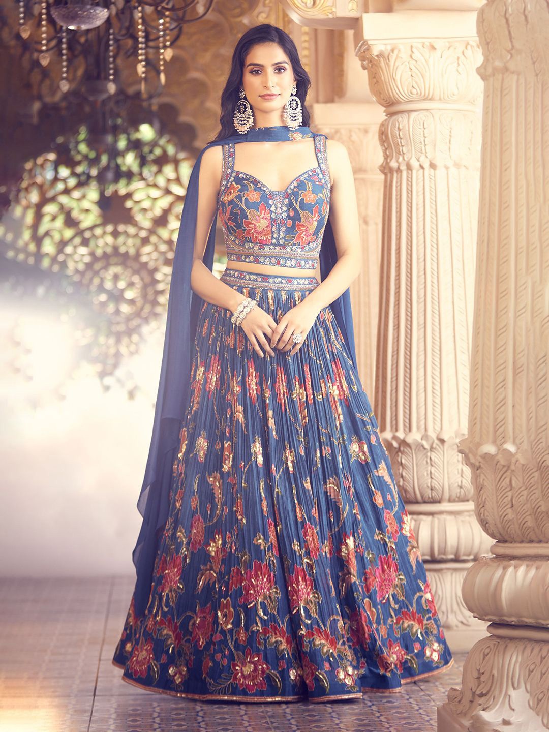 Alaya Advani Printed Beads and Stones Ready to Wear Lehenga & Blouse With Dupatta, Blue
Alaya Advani Printed Beads and Stones Ready to Wear Lehenga & Blouse With Dupatta, Blue