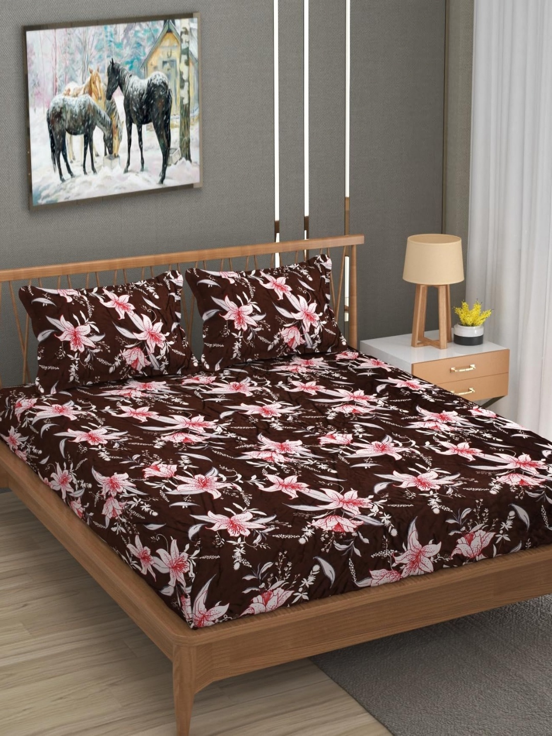 YaAkholic Coffee Brown & Red Floral 210 TC King Velvet Fitted Bedsheet Set- 1.9 M x 1.8 M
YaAkholic Coffee Brown & Red Floral 210 TC King Velvet Fitted Bedsheet Set- 1.9 M x 1.8 M