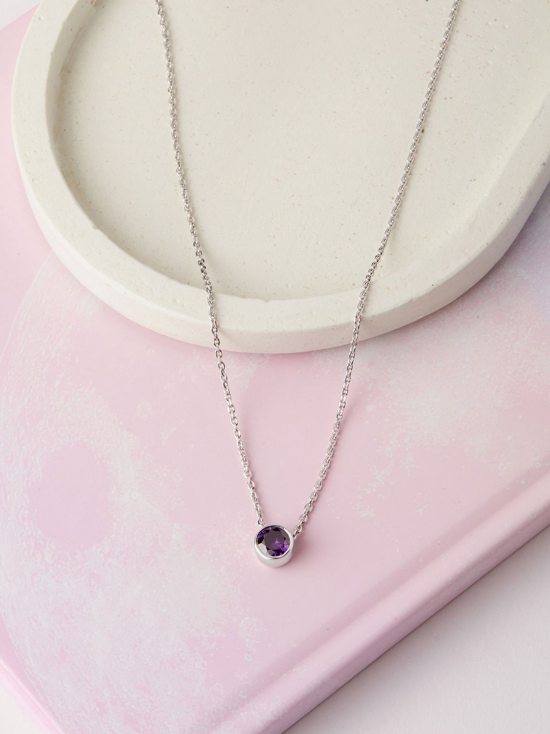 Mia by Tanishq Alluring Purple 925 Sterling Silver-Plated Cubic Zirconia Studded Chain
Mia by Tanishq Alluring Purple 925 Sterling Silver-Plated Cubic Zirconia Studded Chain