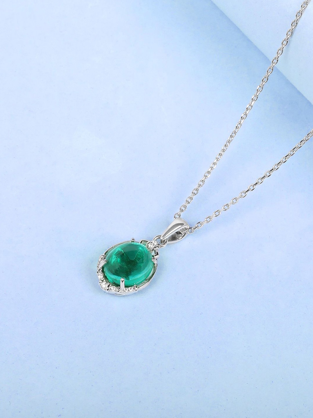 Mia by Tanishq Green Abyss 925 Sterling Silver-Plated Cubic Zirconia Pendant & Chain
Mia by Tanishq Green Abyss 925 Sterling Silver-Plated Cubic Zirconia Pendant & Chain
