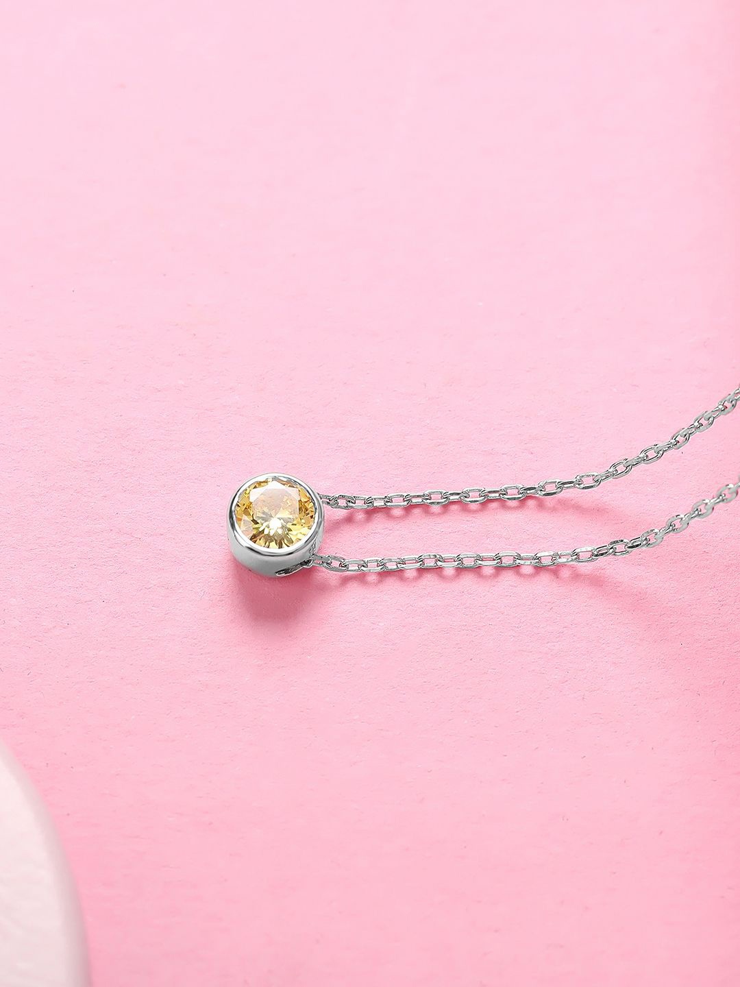 Mia by Tanishq Sunny Citrine 925 Sterling Silver-Plated Cubic Zirconia Pendant & Chain
Mia by Tanishq Sunny Citrine 925 Sterling Silver-Plated Cubic Zirconia Pendant & Chain