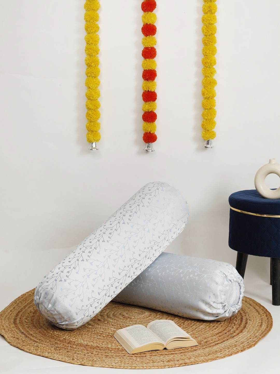 THE CONVERSION White & Blue 2 Pieces Ethnic Motifs Printed Jacquard Bolster Covers
THE CONVERSION White & Blue 2 Pieces Ethnic Motifs Printed Jacquard Bolster Covers