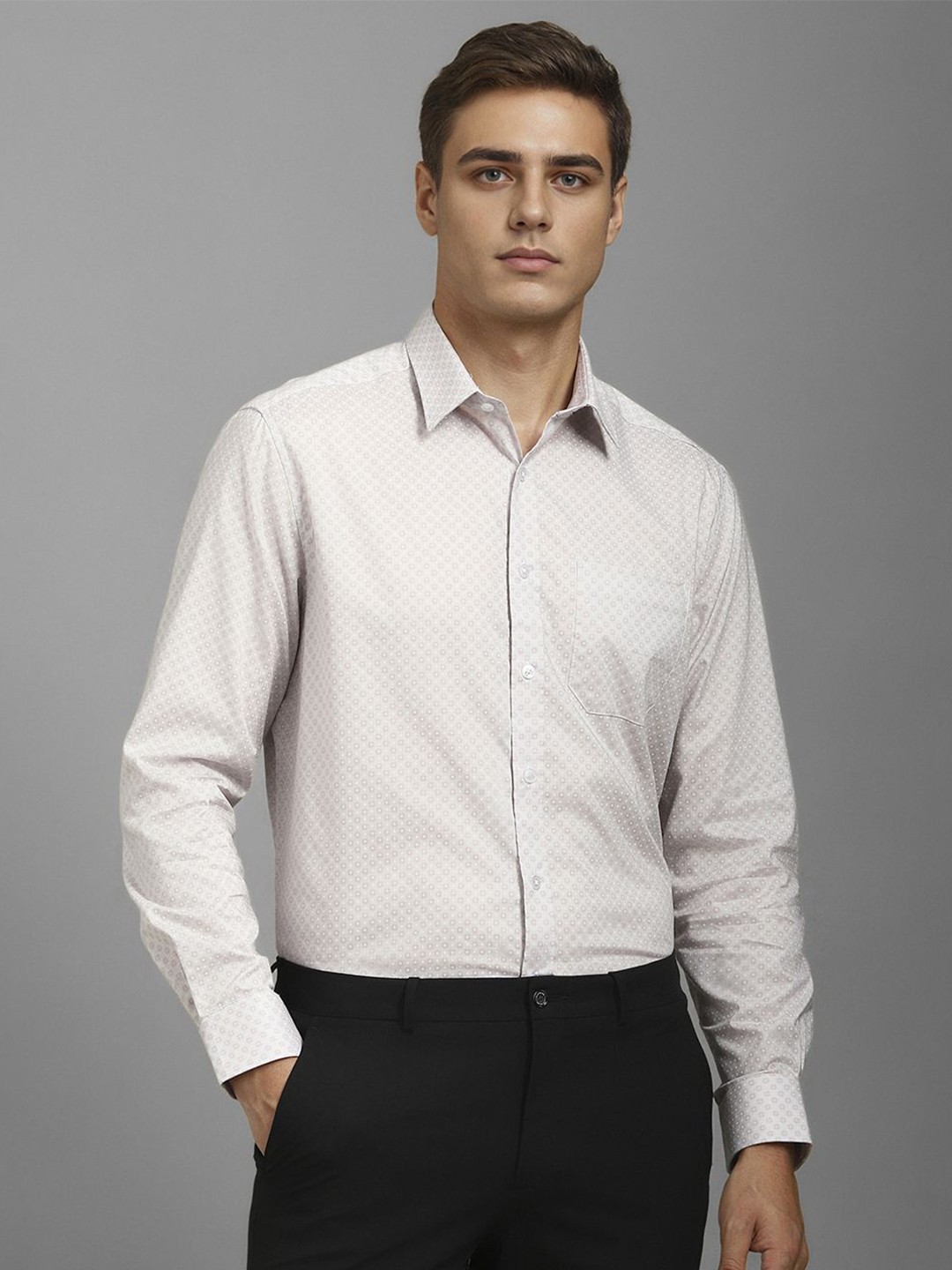 Louis Philippe Men Classic Spread Collar Geometric Printed Slim Fit Cotton Formal Shirt, Cream
Louis Philippe Men Classic Spread Collar Geometric Printed Slim Fit Cotton Formal Shirt, Cream