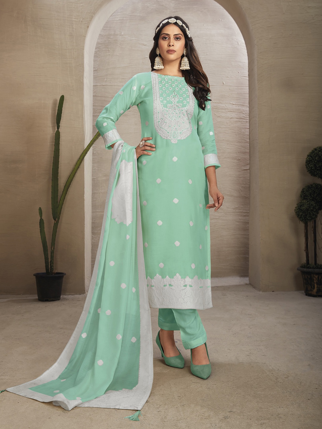KSM PRINTS Floral Embroidered Thread Work Organza Unstitched Dress Material, Sea green
KSM PRINTS Floral Embroidered Thread Work Organza Unstitched Dress Material, Sea green