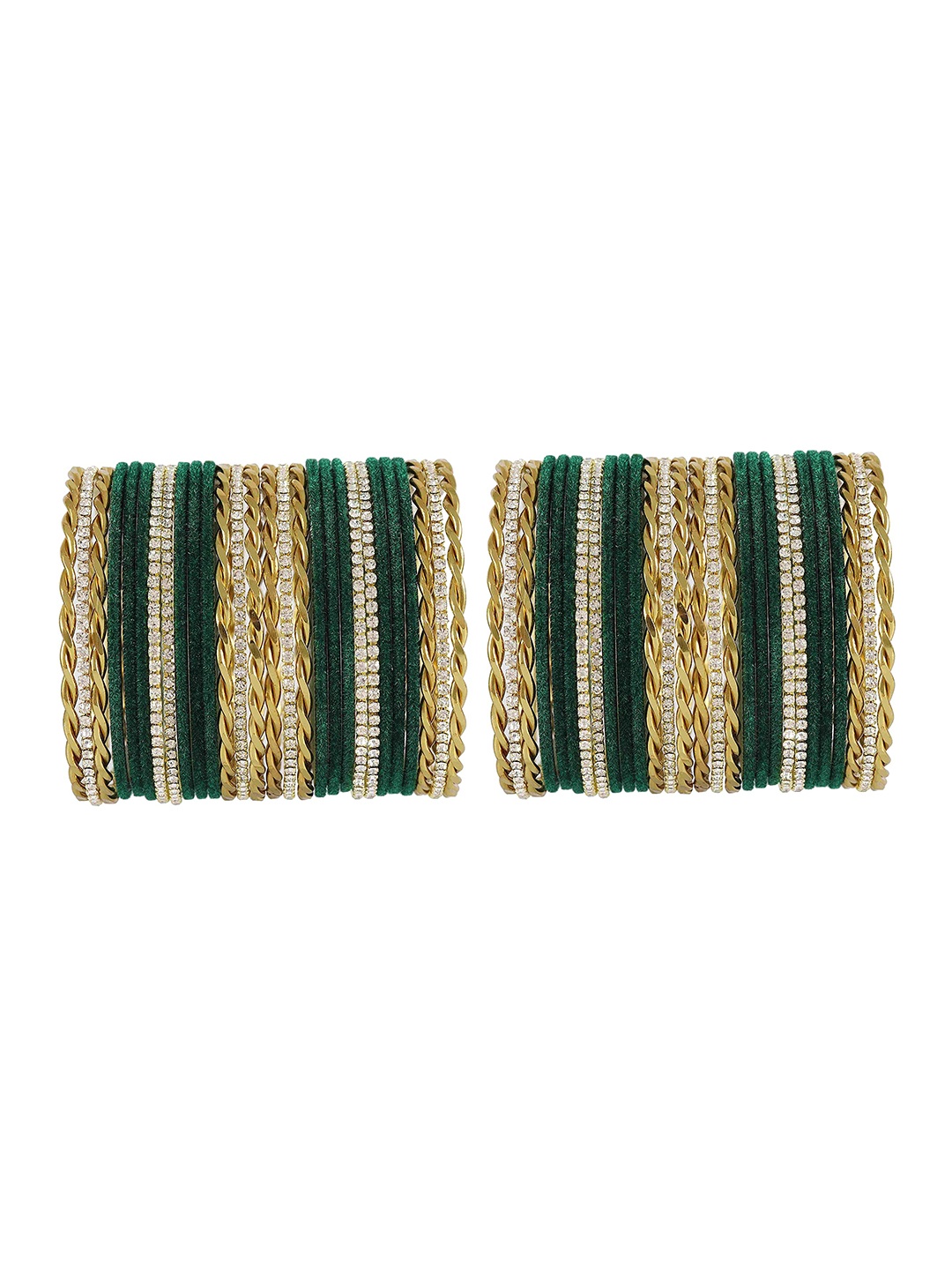 ZULKA Set Of 28 CZ-Studded & Beaded Non-Precious Metal With Velvet Twisted Bangles, Gold
ZULKA Set Of 28 CZ-Studded & Beaded Non-Precious Metal With Velvet Twisted Bangles, Gold