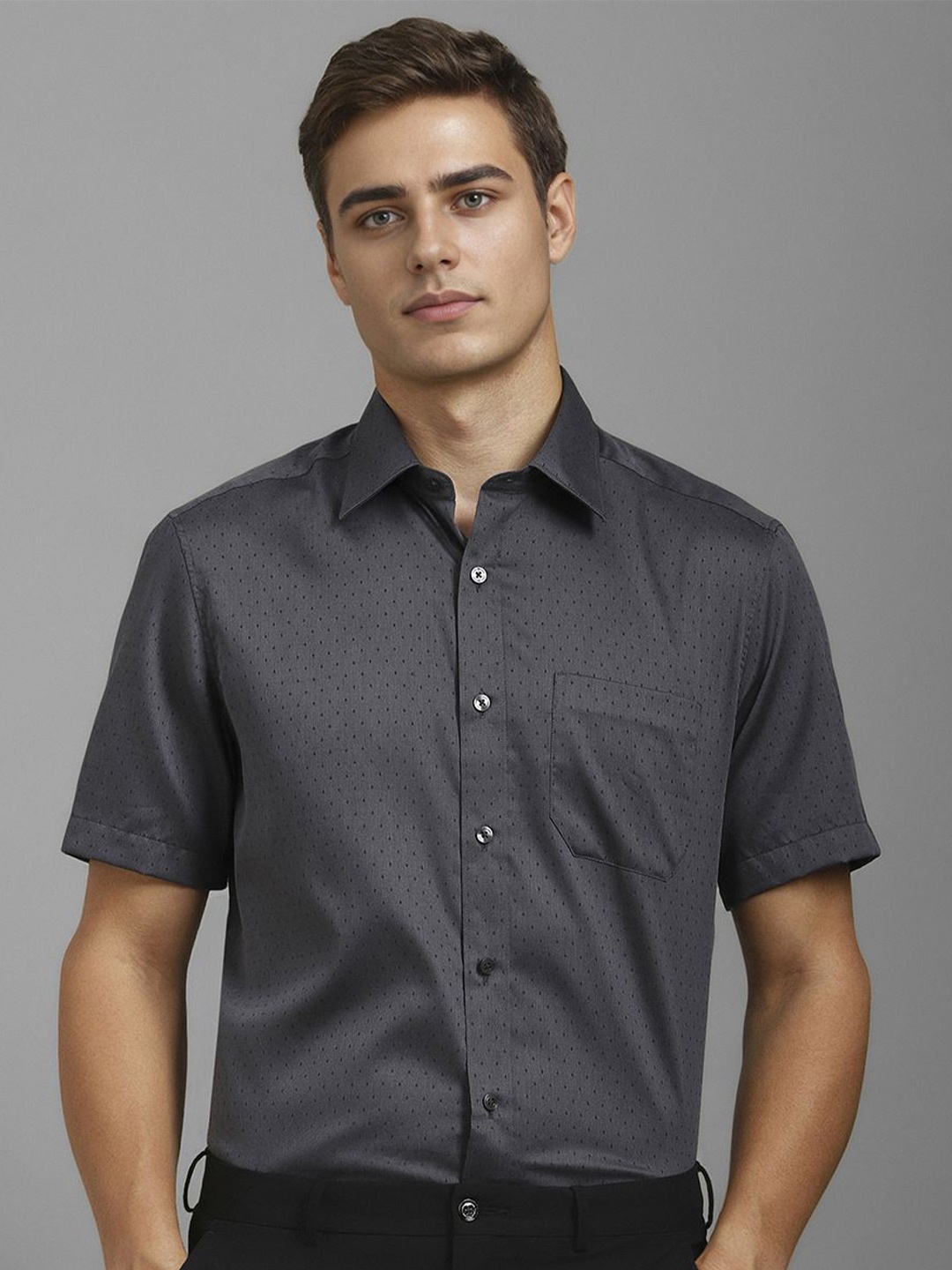 Louis Philippe Men Classic Spread Collar Micro Ditsy Printed Cotton Formal Shirt, Grey
Louis Philippe Men Classic Spread Collar Micro Ditsy Printed Cotton Formal Shirt, Grey