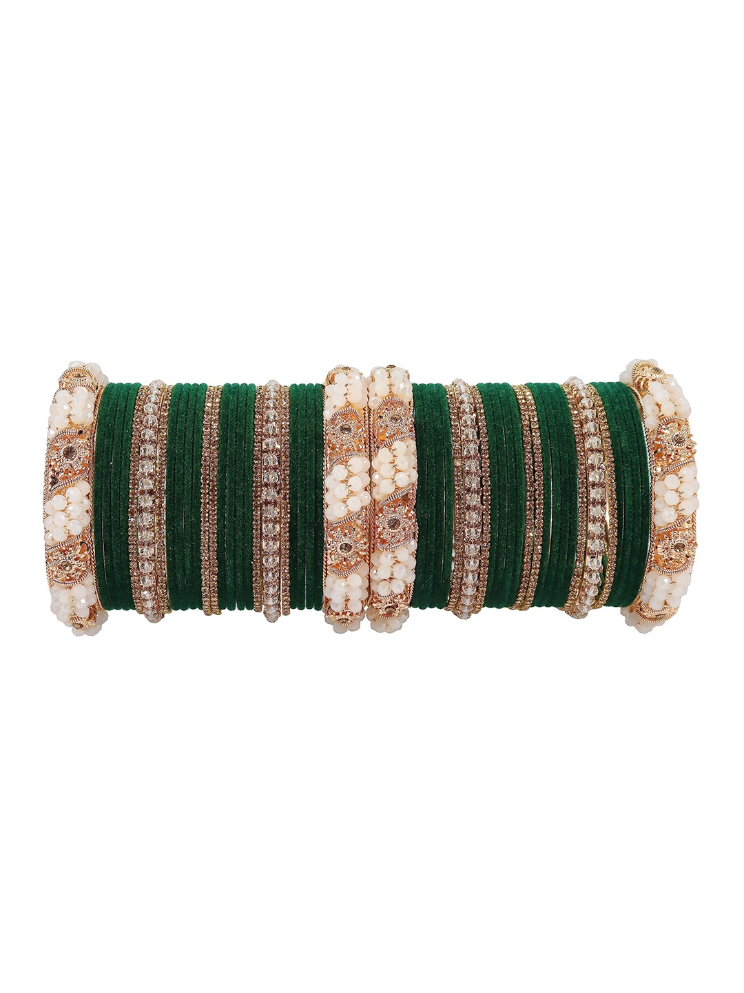 ZULKA Set of 52 Alloy Metal with Zircon Gemstone Pearls & Velvet Studded Bangles, Red
ZULKA Set of 52 Alloy Metal with Zircon Gemstone Pearls & Velvet Studded Bangles, Red