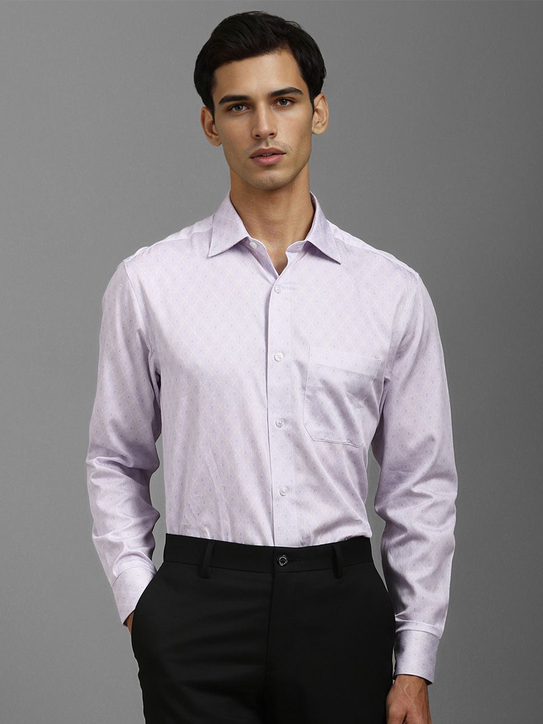 Louis Philippe Men Classic Spread Collar Micro Ditsy Printed Cotton Formal Shirt, Lavender
Louis Philippe Men Classic Spread Collar Micro Ditsy Printed Cotton Formal Shirt, Lavender