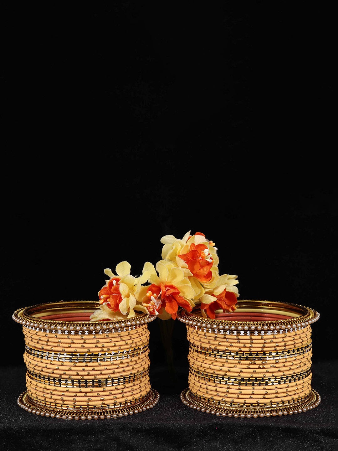 ZULKA Set of 34 Traditional Metal Bangles Studded Zircon Diamond Stone & Pearls, Blue
ZULKA Set of 34 Traditional Metal Bangles Studded Zircon Diamond Stone & Pearls, Blue
