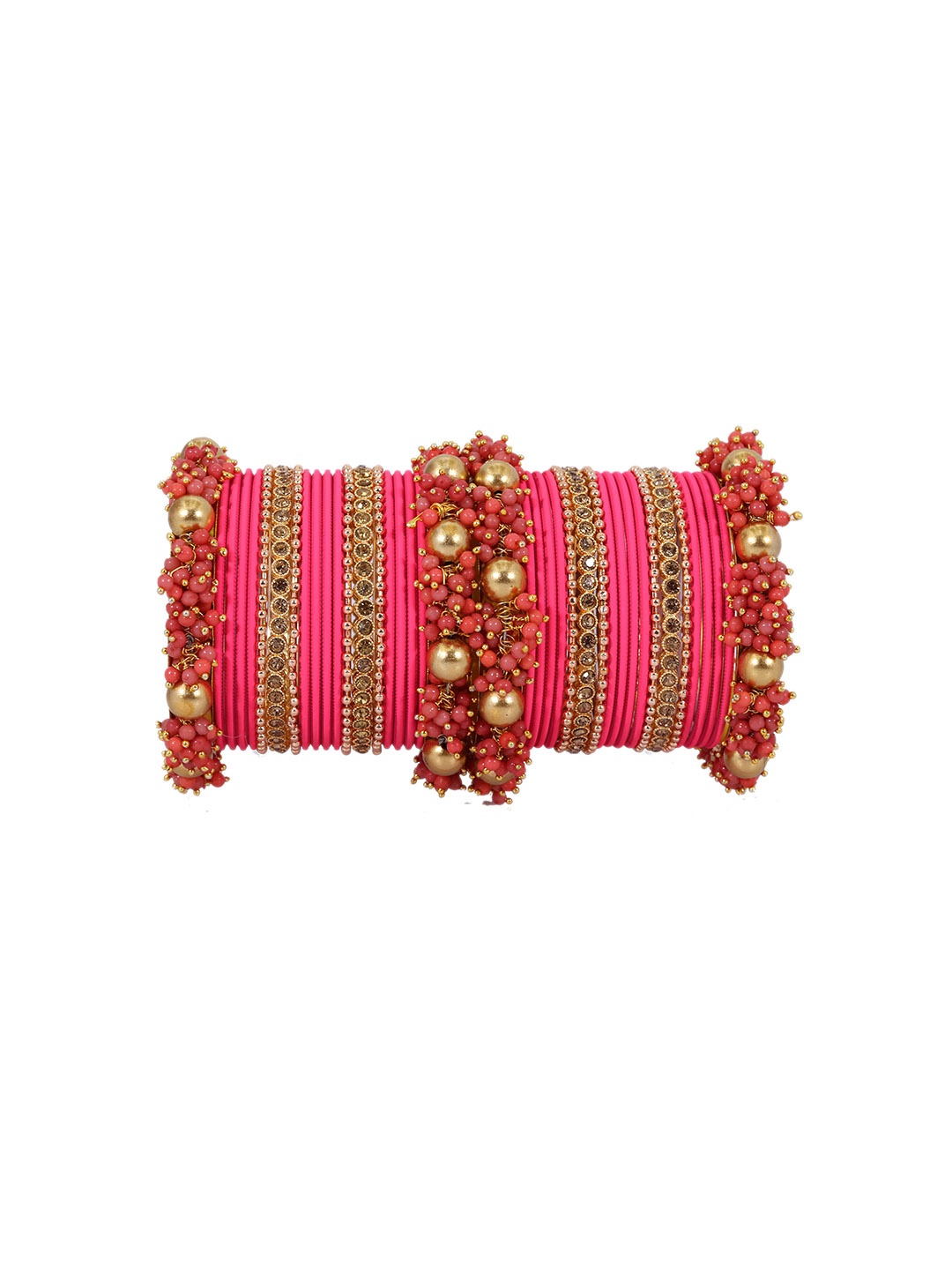 ZULKA Set of 34 Alloy with Base Metal and Studded with Zircon Gemstone Velvet Bangles, Pink
ZULKA Set of 34 Alloy with Base Metal and Studded with Zircon Gemstone Velvet Bangles, Pink