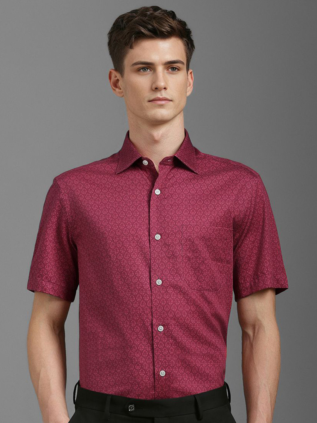 Louis Philippe Men Classic Fit Spread Collar Floral Printed Cotton Formal Shirt, Maroon
Louis Philippe Men Classic Fit Spread Collar Floral Printed Cotton Formal Shirt, Maroon