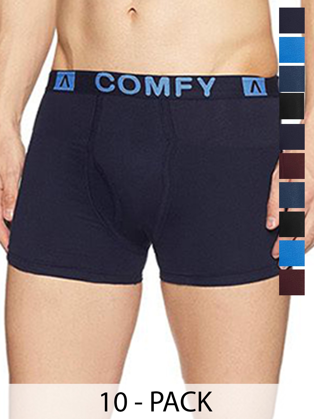 AMUL COMFY Men Pack Of 10 Assorted Pure Cotton Trunks - Comfy-FCD-Trunk-OE-10-100, Blue
AMUL COMFY Men Pack Of 10 Assorted Pure Cotton Trunks - Comfy-FCD-Trunk-OE-10-100, Blue