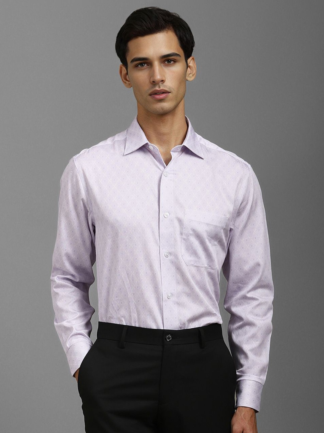 Louis Philippe Men Classic Spread Collar Geometric Printed Cotton Formal Shirt, Lavender
Louis Philippe Men Classic Spread Collar Geometric Printed Cotton Formal Shirt, Lavender