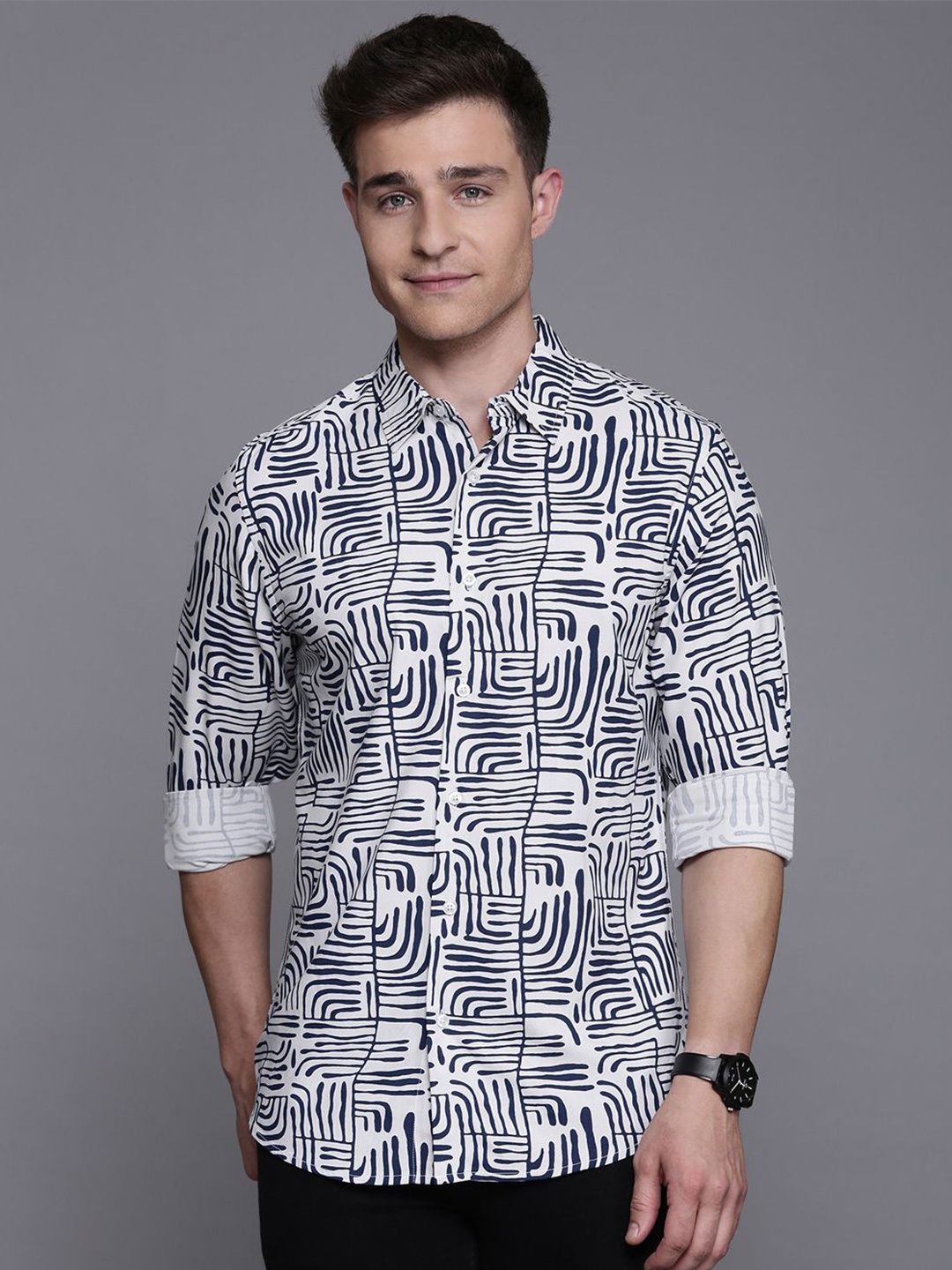 Mast & Harbour Men Standard Spread Collar Abstract Printed Cotton Casual Shirt, White
Mast & Harbour Men Standard Spread Collar Abstract Printed Cotton Casual Shirt, White