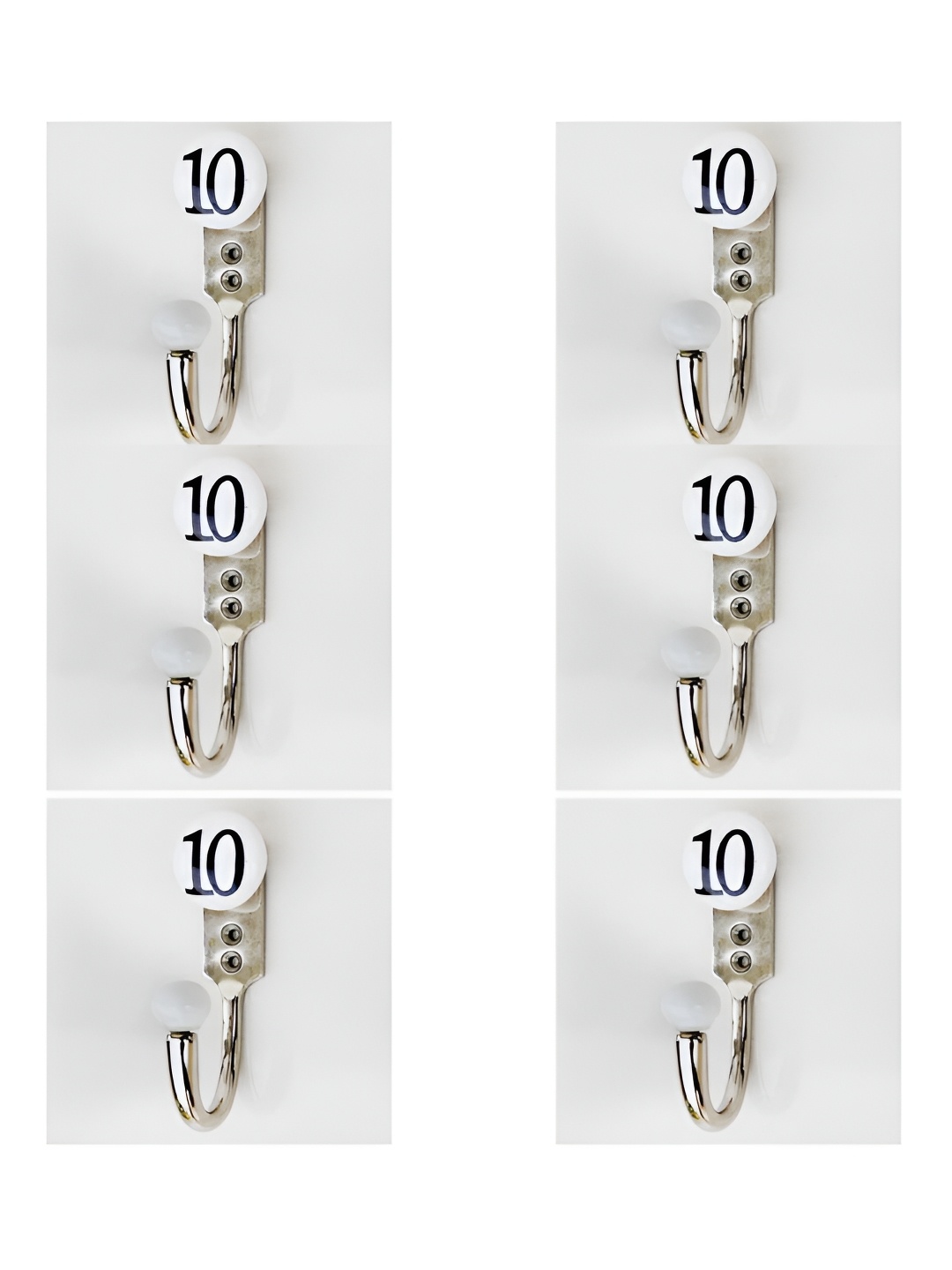 IndianShelf White 6 Pieces Ceramic & Zinc Number 10 Clothes Hanger for Wall Coat Hooks
IndianShelf White 6 Pieces Ceramic & Zinc Number 10 Clothes Hanger for Wall Coat Hooks