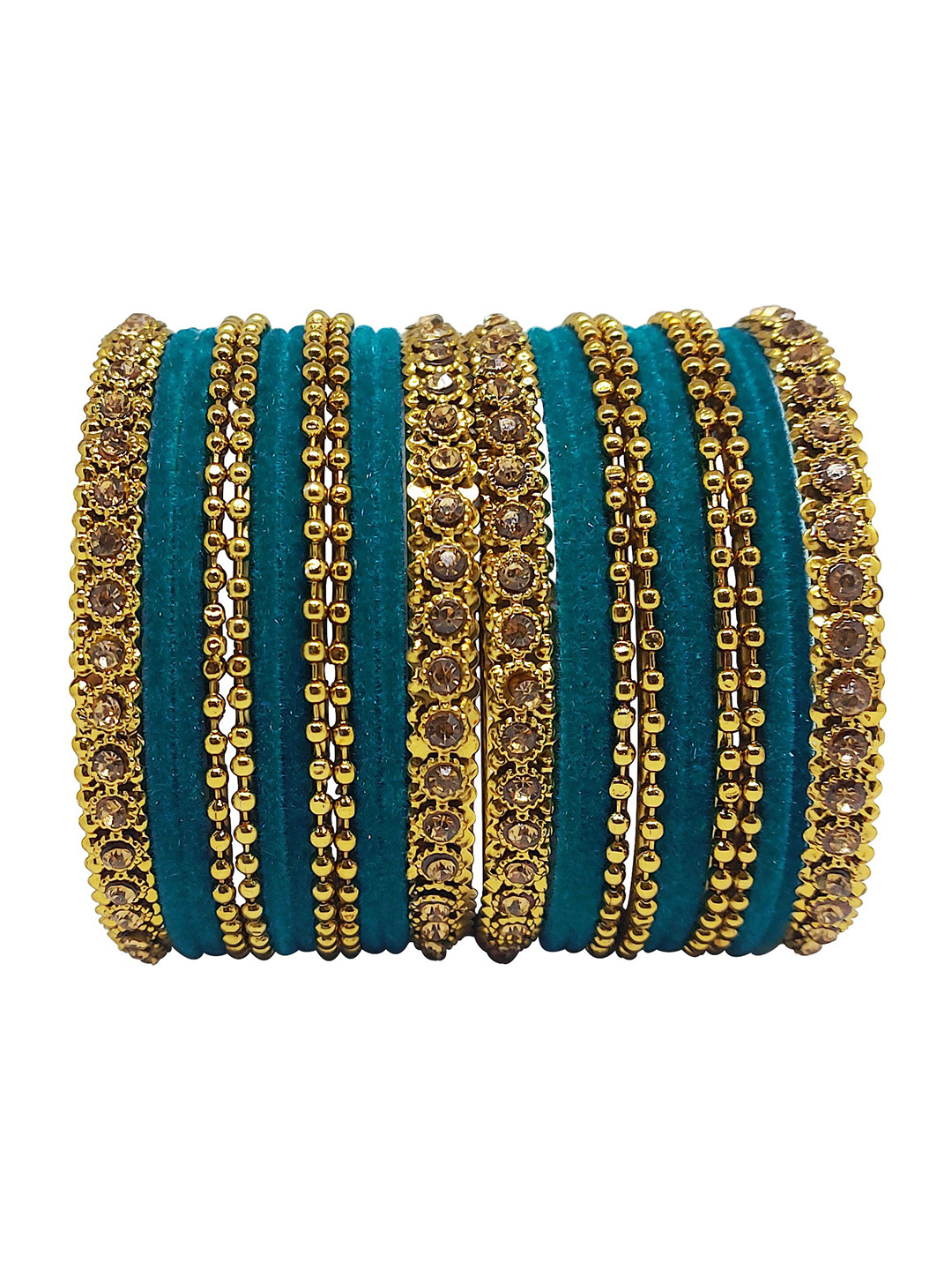 CHRISHAN Set Of 24 Stone-Studded Bangles, Green
CHRISHAN Set Of 24 Stone-Studded Bangles, Green