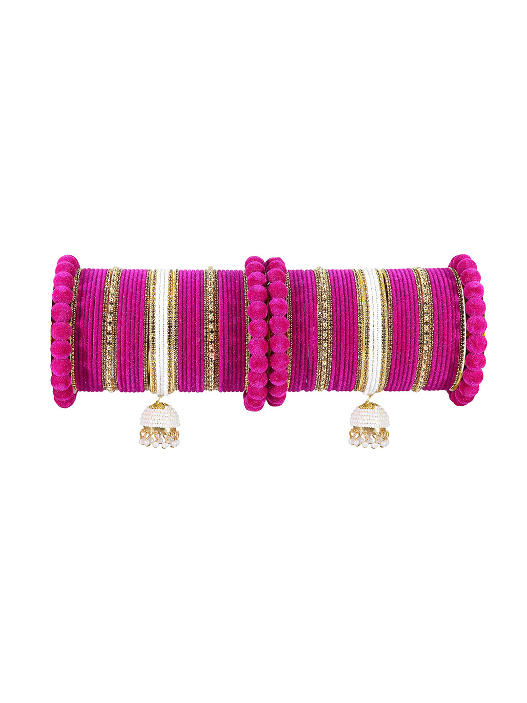 ZULKA Set of 70 Traditional Metal Bangles Traditional Bridal Chuda with Pearls, Yellow
ZULKA Set of 70 Traditional Metal Bangles Traditional Bridal Chuda with Pearls, Yellow
