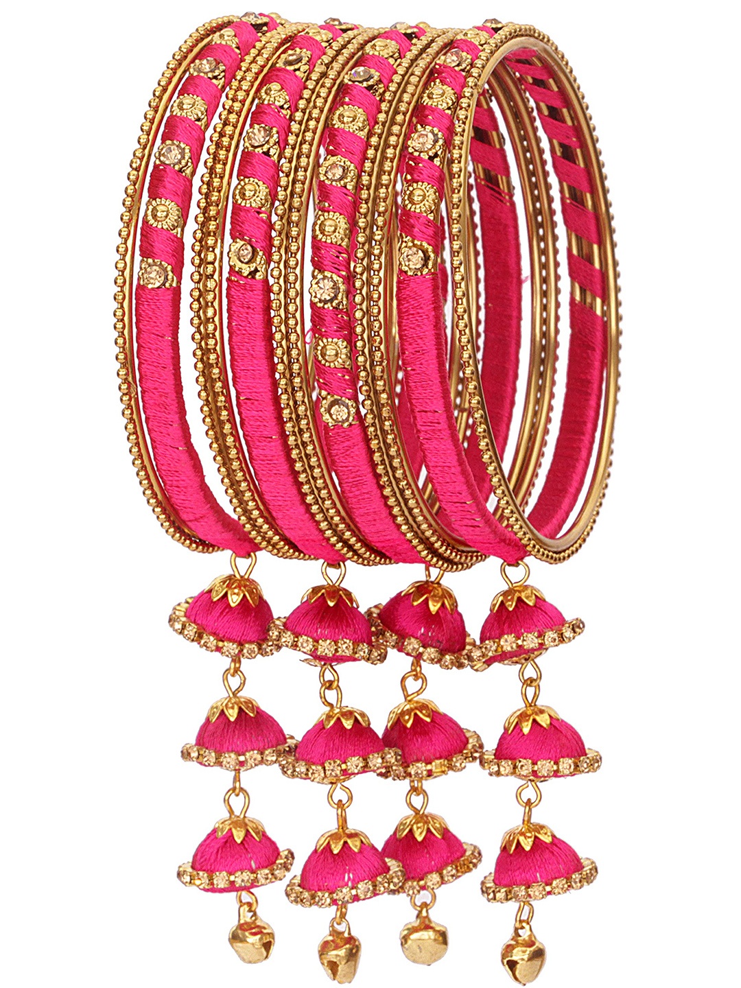 ZULKA Set Of 20 Non-Precious Metal Silk Thread and Zircon Gemstone Worked Bangle ;, Pink
ZULKA Set Of 20 Non-Precious Metal Silk Thread and Zircon Gemstone Worked Bangle ;, Pink
