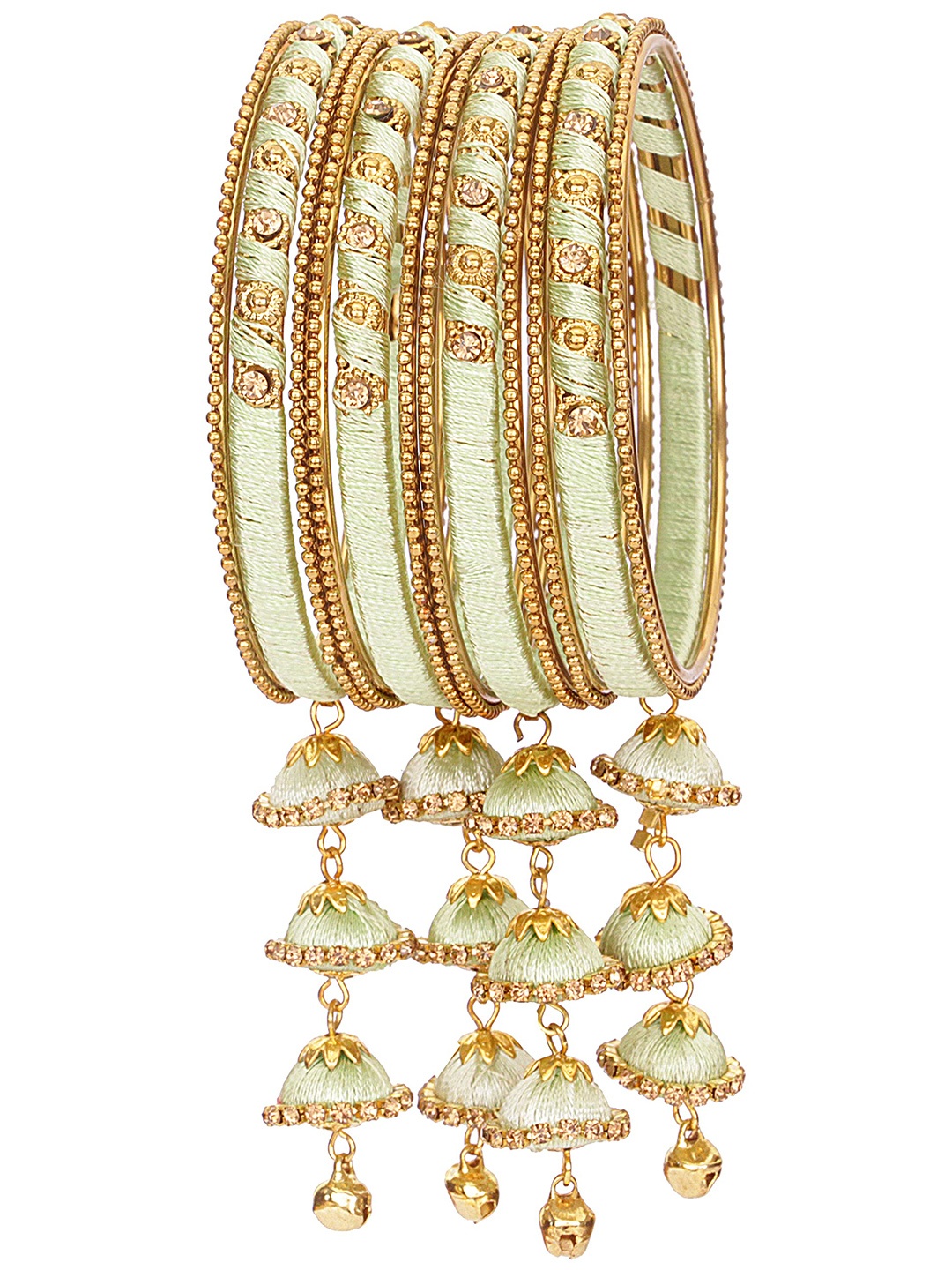 ZULKA Set Of 20 Non-Precious Metal Silk Thread and Zircon Gemstone Worked Bangles, White
ZULKA Set Of 20 Non-Precious Metal Silk Thread and Zircon Gemstone Worked Bangles, White