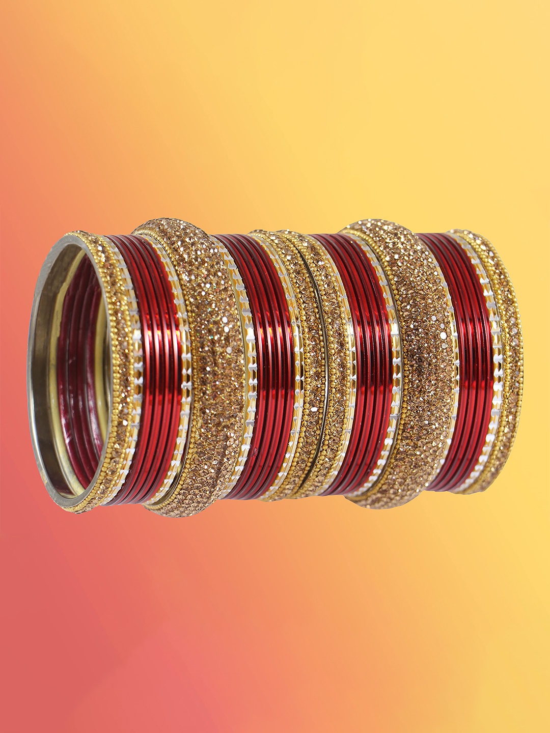 ZULKA Set of 30 Non-Precious Metal Zircon Gemstone Studded Linked with Ball Chain Bangles, Maroon
ZULKA Set of 30 Non-Precious Metal Zircon Gemstone Studded Linked with Ball Chain Bangles, Maroon