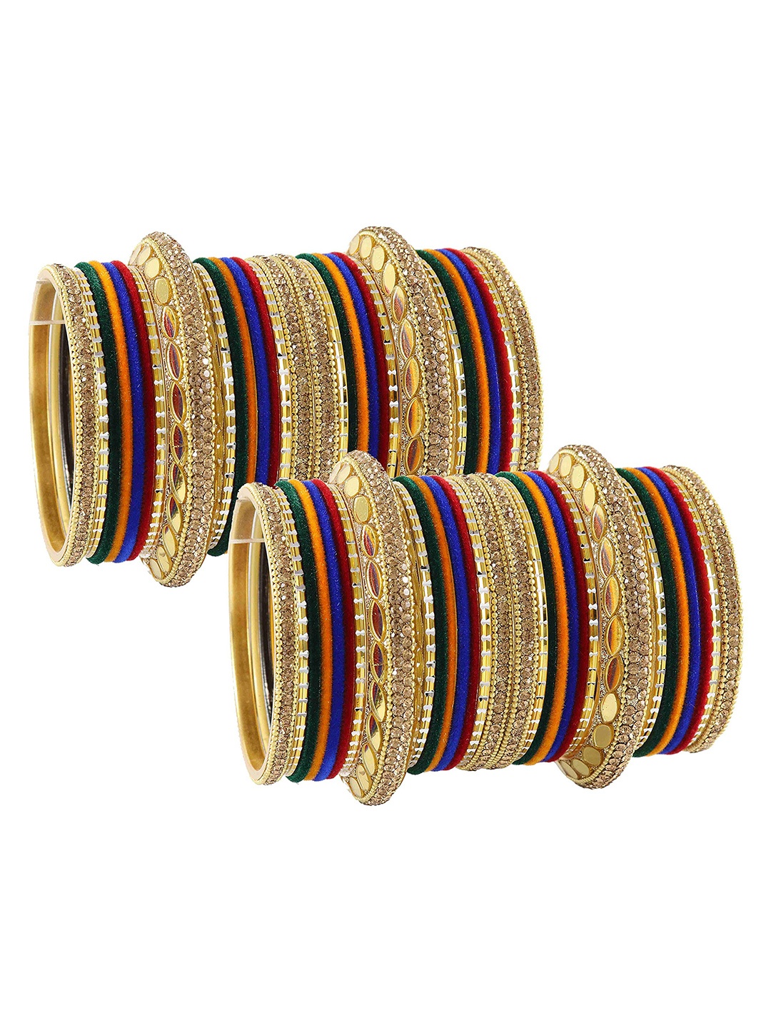 ZULKA Set of 60 Gold Plated Metal Bangles Chuda with Zircon Stone & Beads Bangles, Multi
ZULKA Set of 60 Gold Plated Metal Bangles Chuda with Zircon Stone & Beads Bangles, Multi