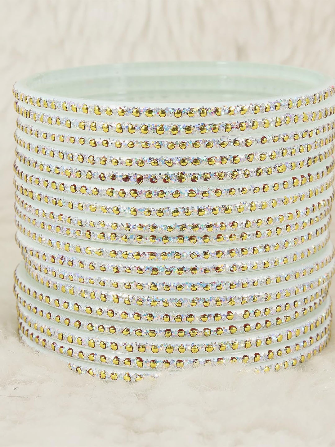ZULKA Set of 144 Stylish Multicolour Glass Bangles 's With Golden Zircon Gemstone, White
ZULKA Set of 144 Stylish Multicolour Glass Bangles 's With Golden Zircon Gemstone, White