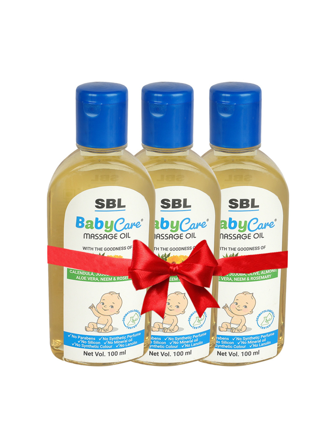 SBL BabyCare Set of 3 Massage Oil with Aloe Vera-Neem & Rosemary - 100 ml each, White
SBL BabyCare Set of 3 Massage Oil with Aloe Vera-Neem & Rosemary - 100 ml each, White