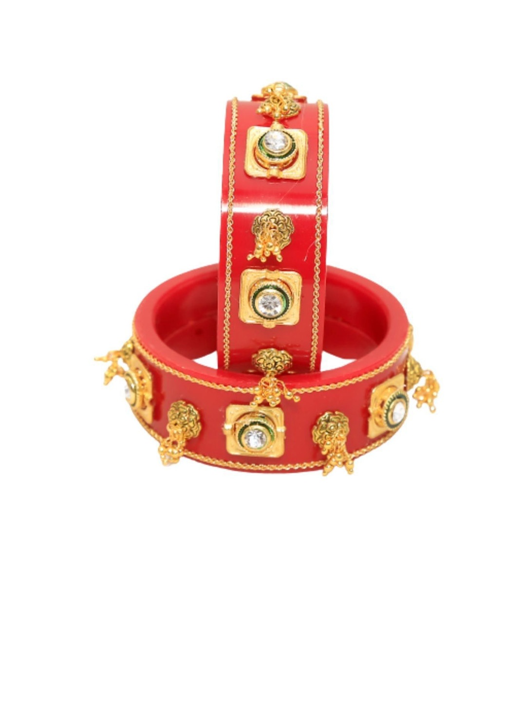 Align Set Of 2 Gold-Plated Artificial Stones and Beads Studded & Beaded Chudas Bangles
Align Set Of 2 Gold-Plated Artificial Stones and Beads Studded & Beaded Chudas Bangles