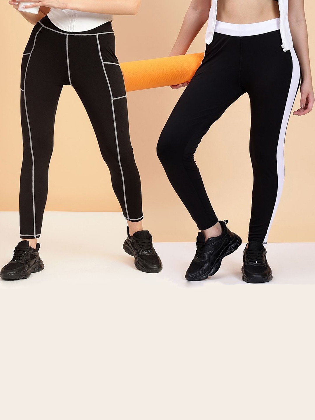 KRONMENINEN Pack Of 2 Striped 4Way Stretchable Skinny Fit Rapid Dry Ankle Length Tights, Black
KRONMENINEN Pack Of 2 Striped 4Way Stretchable Skinny Fit Rapid Dry Ankle Length Tights, Black