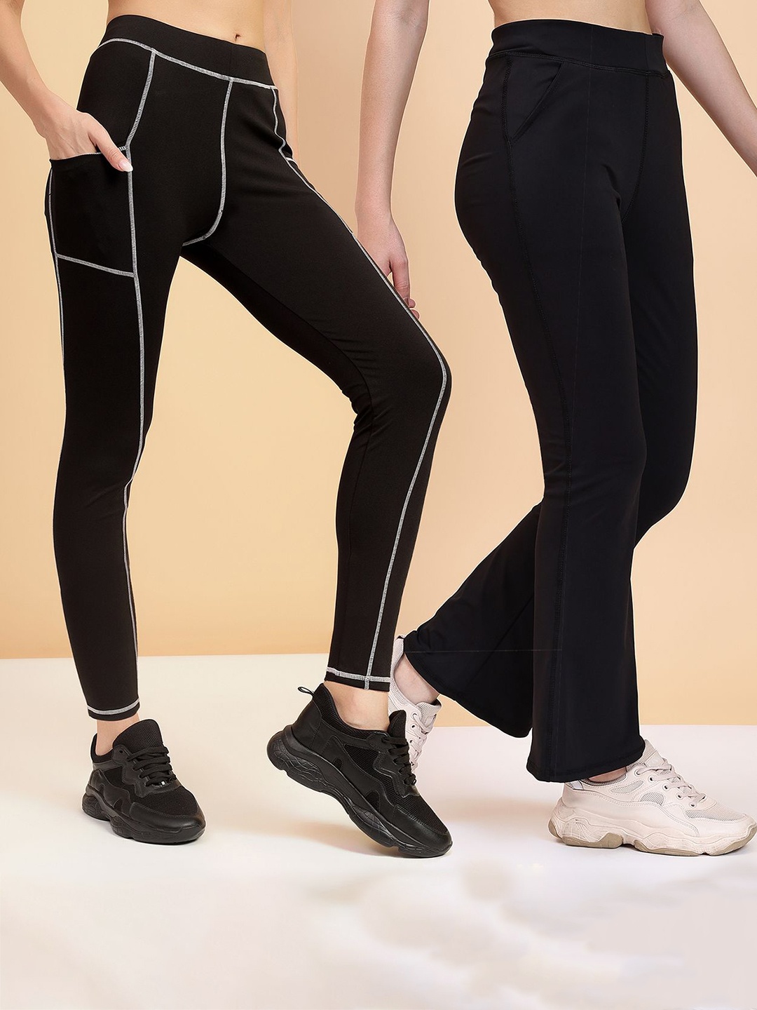 KRONMENINEN Pack Of 2 Striped 4Way Stretchable Skinny Fit Rapid Dry Ankle Length Tights, Black
KRONMENINEN Pack Of 2 Striped 4Way Stretchable Skinny Fit Rapid Dry Ankle Length Tights, Black