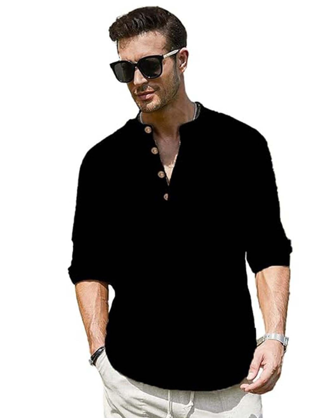 EdinWolf Mandarin Collar Roll-Up Sleeves Pure Cotton Slim Fit Straight Short Kurta, Black
EdinWolf Mandarin Collar Roll-Up Sleeves Pure Cotton Slim Fit Straight Short Kurta, Black