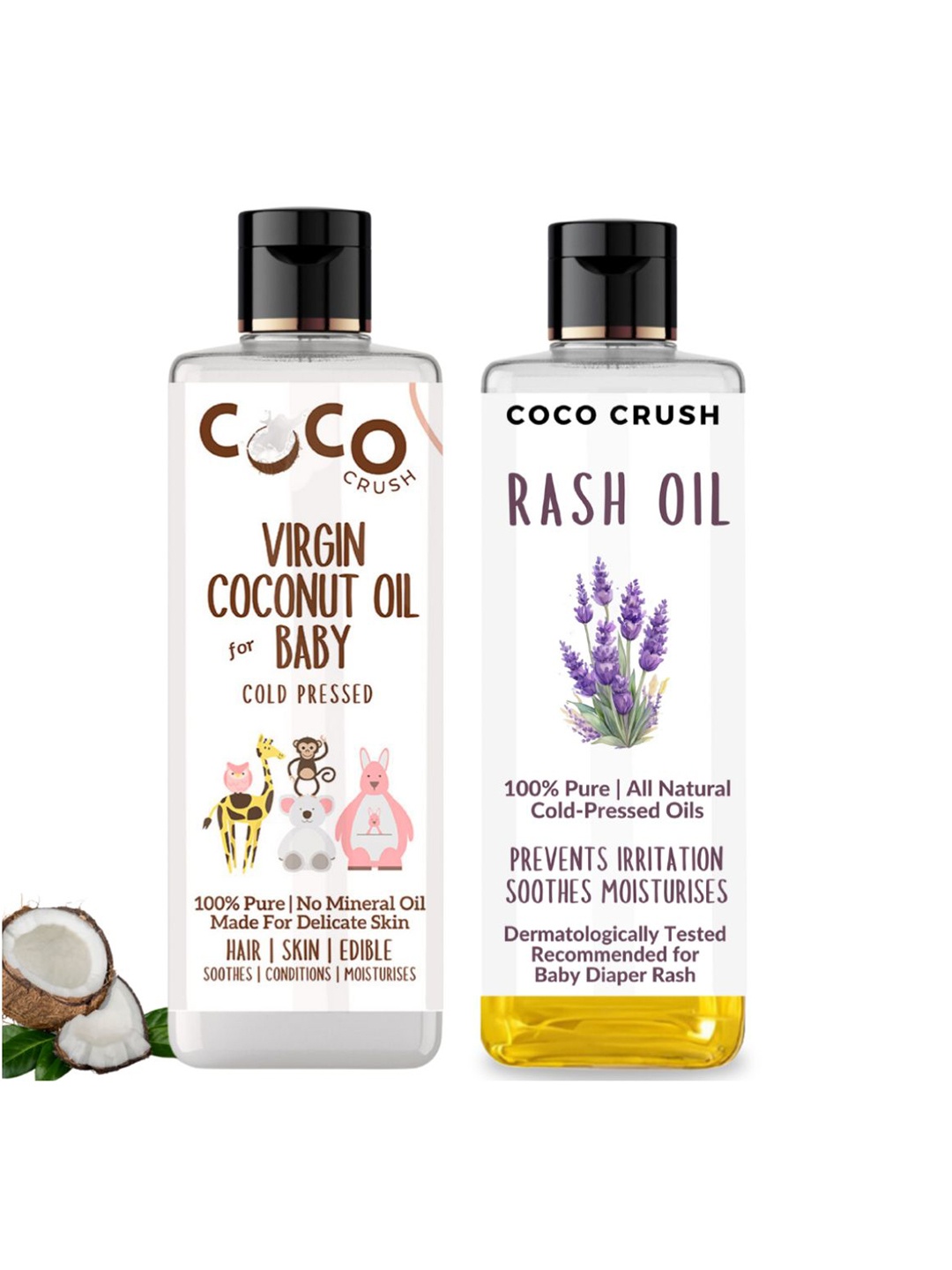 Coco Crush Set Of 2 Natural & Virgin Coconut Oil -50 ml & Rash Oil For Babies- 50 ml, Transparent
Coco Crush Set Of 2 Natural & Virgin Coconut Oil -50 ml & Rash Oil For Babies- 50 ml, Transparent