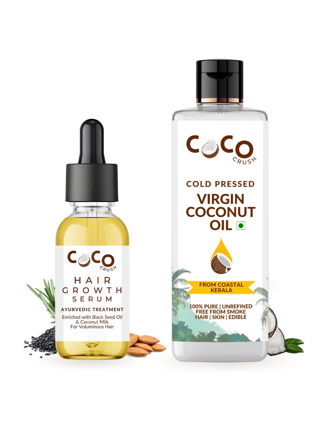 Coco Crush Set Of 2 Cold Pressed Virgin Coconut Oil- 100 ml & Hair Growth Serum-30 ml, Transparent
Coco Crush Set Of 2 Cold Pressed Virgin Coconut Oil- 100 ml & Hair Growth Serum-30 ml, Transparent