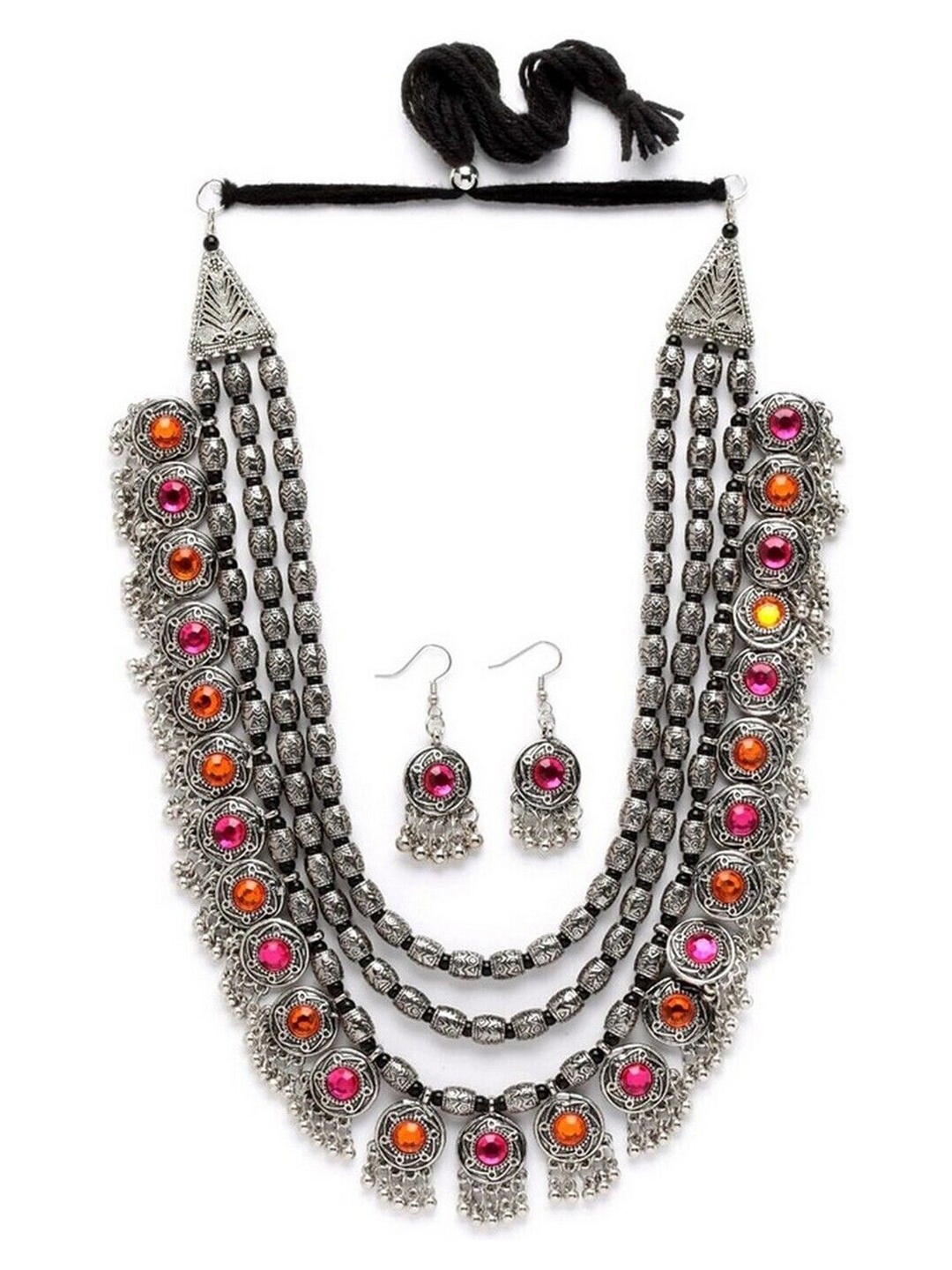 Oxidized Heaven Sterling Silver-Plated Stone Studded & Beaded Necklace and Earrings
Oxidized Heaven Sterling Silver-Plated Stone Studded & Beaded Necklace and Earrings