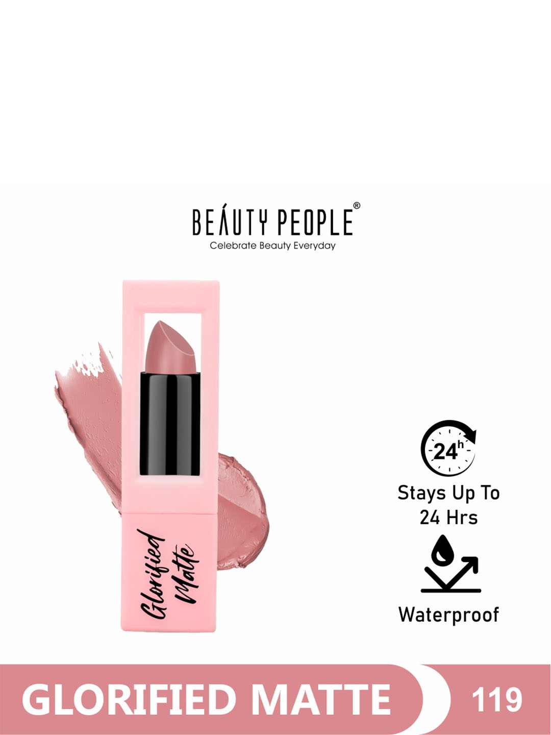 Beauty People Glorified Matte Long Lasting Waterproof Creamy Lipstick - Depeach Mode 119, Pink
Beauty People Glorified Matte Long Lasting Waterproof Creamy Lipstick - Depeach Mode 119, Pink
