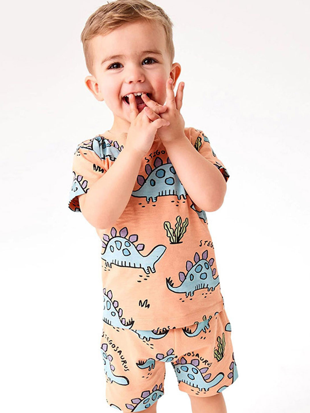 LULU & SKY Boys Printed Cotton Night Suit, Orange 
LULU & SKY Boys Printed Cotton Night Suit, Orange