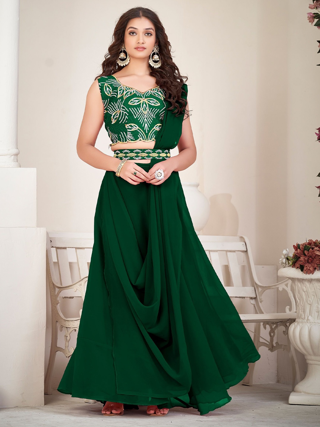 Warthy Ent Embroidered Thread Work Semi-Stitched Lehenga & Unstitched Blouse With Dupatta, Green
Warthy Ent Embroidered Thread Work Semi-Stitched Lehenga & Unstitched Blouse With Dupatta, Green