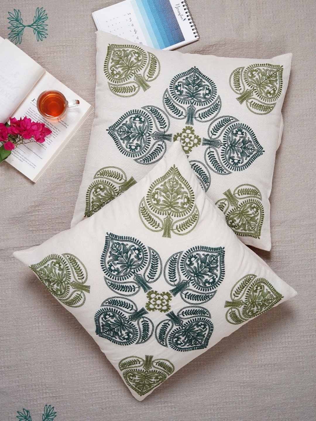 Ratan Cart Green 2 Pieces Ethnic Motifs Embroidered Pure Cotton Square Cushion Cover
Ratan Cart Green 2 Pieces Ethnic Motifs Embroidered Pure Cotton Square Cushion Cover