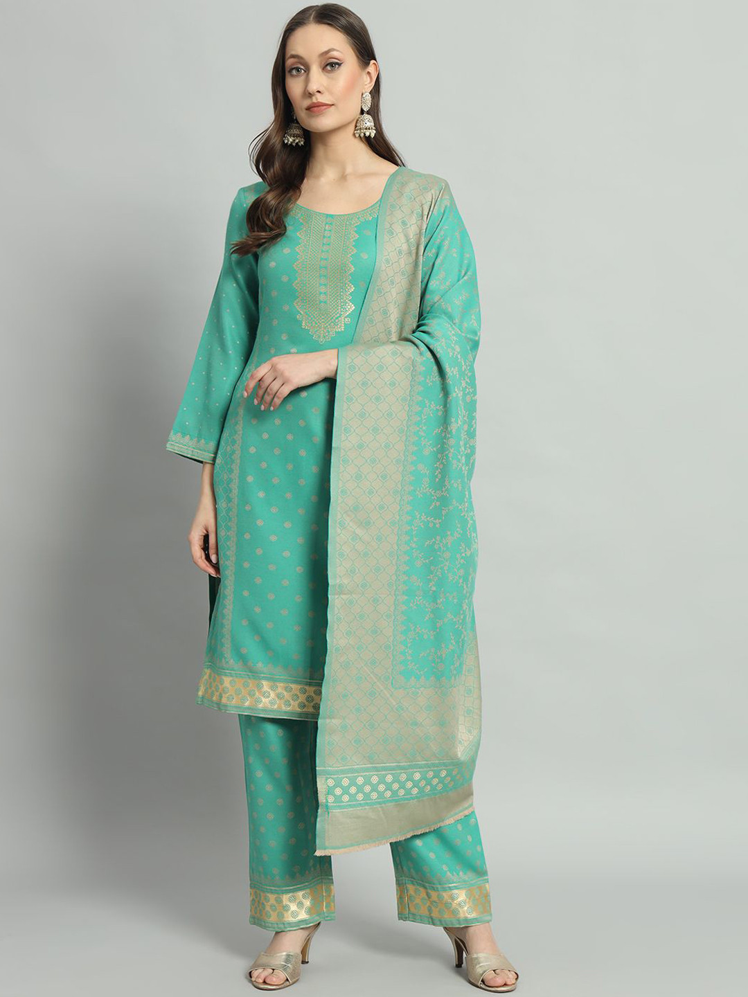 Safaa Viscose Rayon Unstitched Dress Material, Green 
Safaa Viscose Rayon Unstitched Dress Material, Green