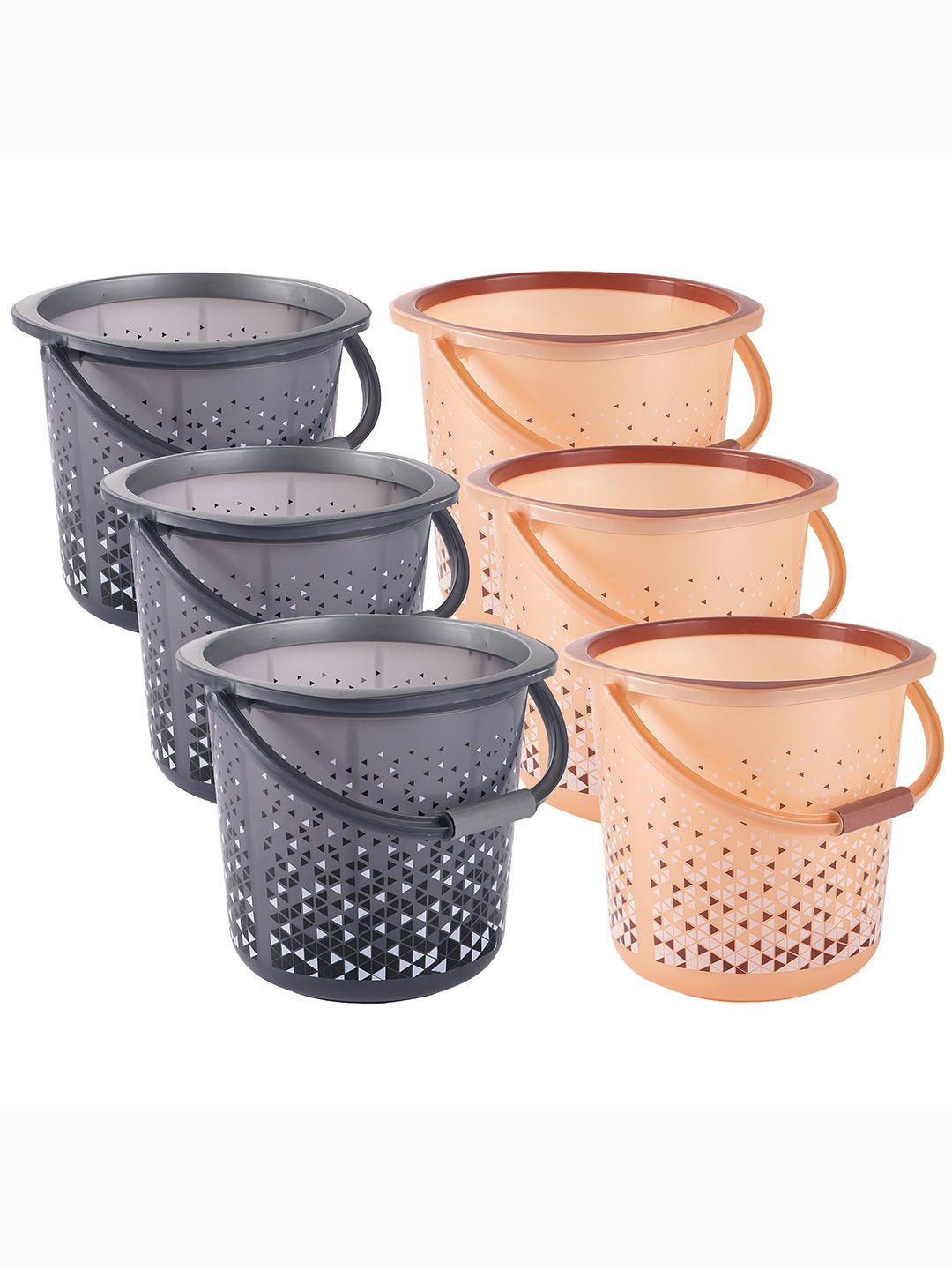 Kuber Industries Black & Peach 6 Pieces Geometric Printed Lightweight Buckets 18 L Each
Kuber Industries Black & Peach 6 Pieces Geometric Printed Lightweight Buckets 18 L Each