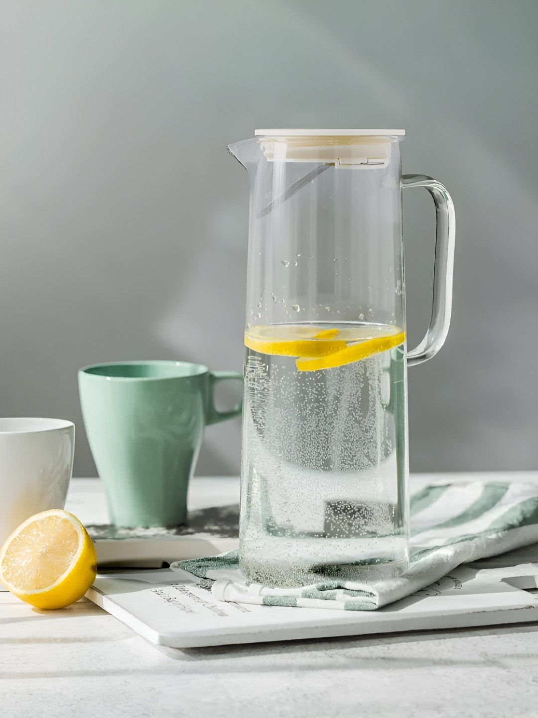 The Better Home Zest Borosilicate Glass Water Jug With Lid 1.8LDetox Water Jar, Transparent
The Better Home Zest Borosilicate Glass Water Jug With Lid 1.8LDetox Water Jar, Transparent