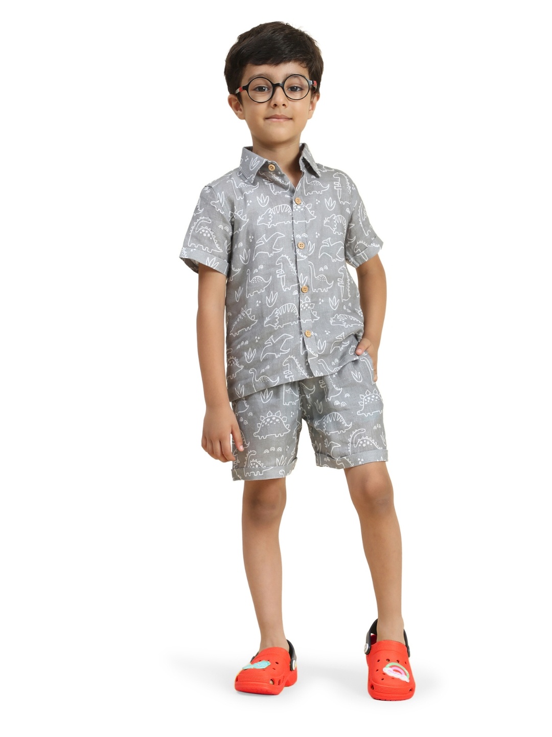 Funny Bones Clothings Boys Printed Shirt Collar Short Sleeves Linen Shirt & Shorts, Grey
Funny Bones Clothings Boys Printed Shirt Collar Short Sleeves Linen Shirt & Shorts, Grey