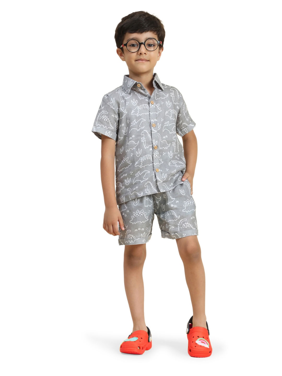 Funny Bones Clothings Boys Printed Shirt Collar Short Sleeves Linen Shirt & Shorts, Grey
Funny Bones Clothings Boys Printed Shirt Collar Short Sleeves Linen Shirt & Shorts, Grey