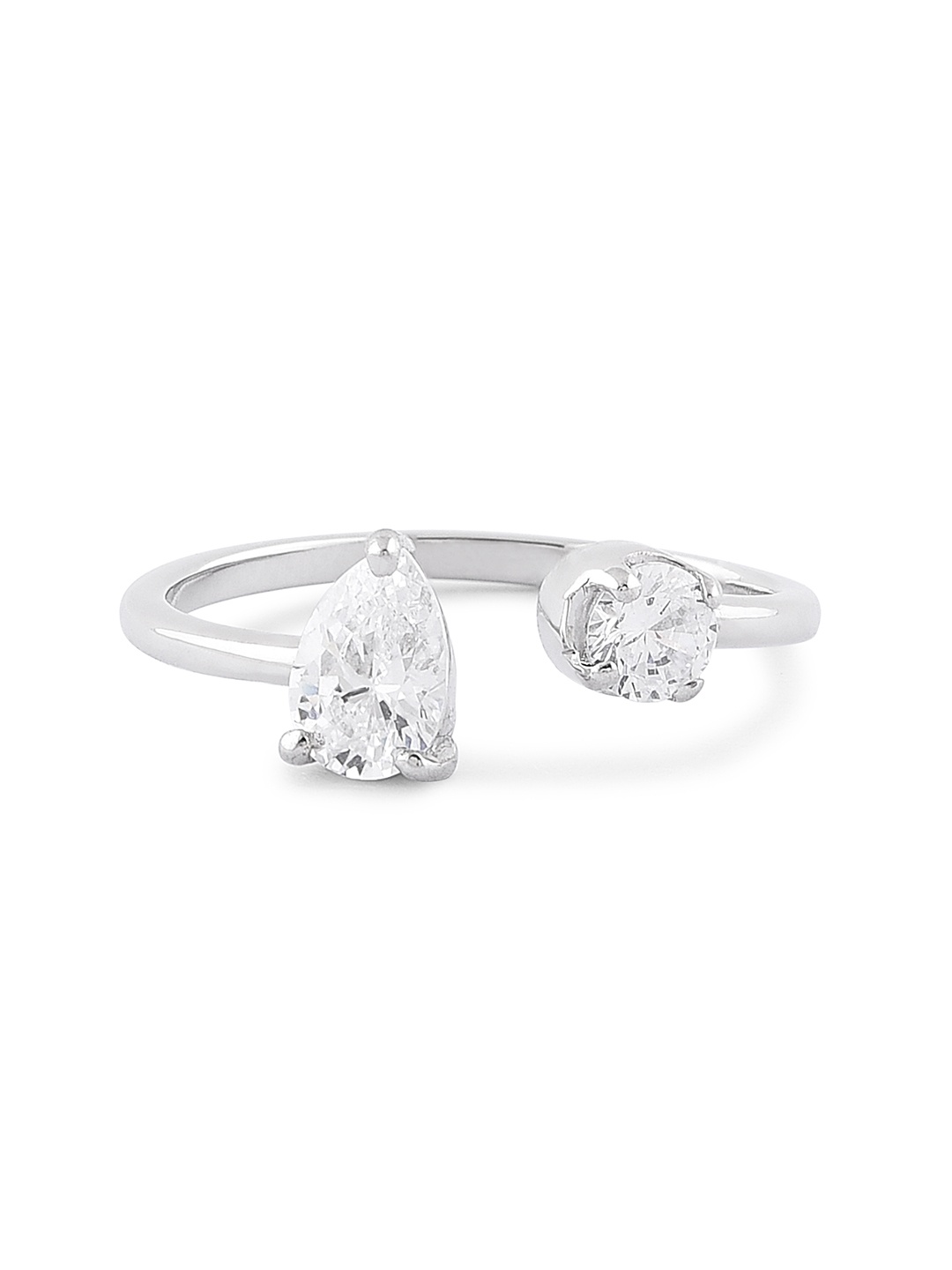 FIAN Rhodium-Plated Cubic Zirconia Stone-Studded Adjustable Finger Ring, Silver
FIAN Rhodium-Plated Cubic Zirconia Stone-Studded Adjustable Finger Ring, Silver