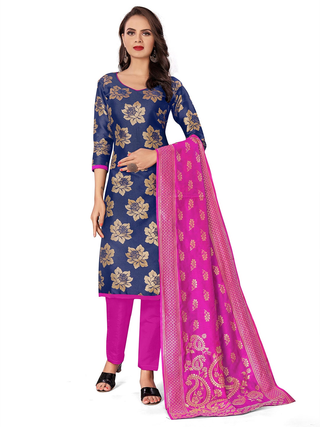Maroosh Floral Woven Design Embellished Banarasi Jacquard Unstitched Dress Material, Blue
Maroosh Floral Woven Design Embellished Banarasi Jacquard Unstitched Dress Material, Blue