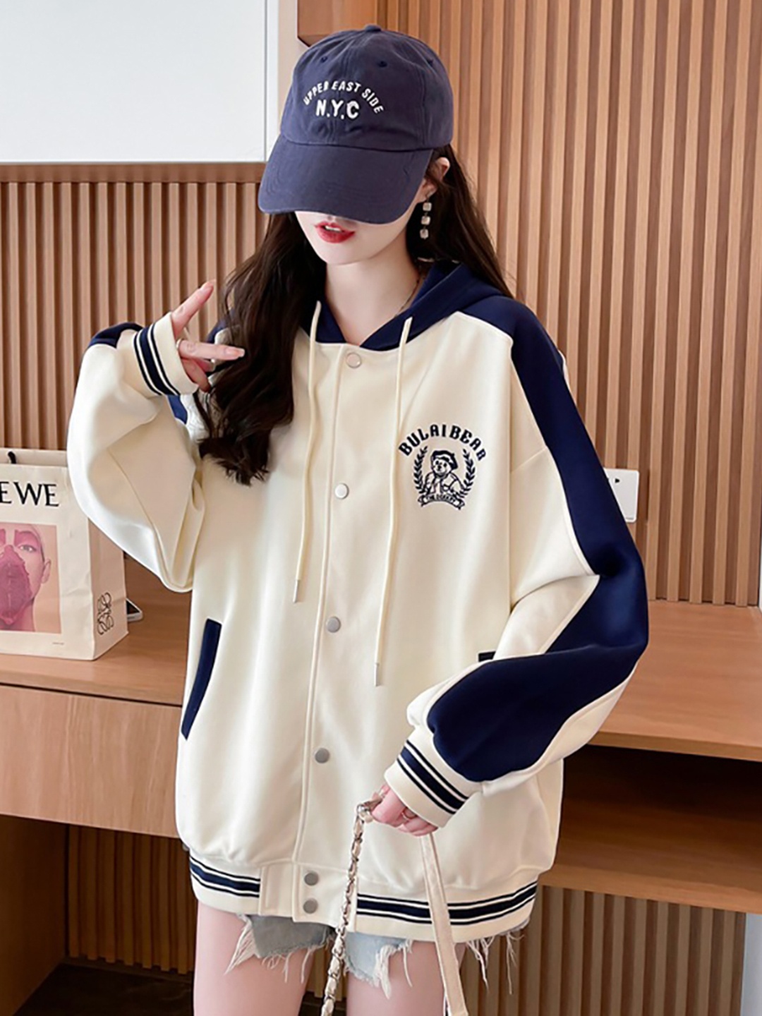 StyleCast x Revolte Women Hooded Colourblocked Cotton Casual Varsity Insulator Jacket, Beige
StyleCast x Revolte Women Hooded Colourblocked Cotton Casual Varsity Insulator Jacket, Beige
