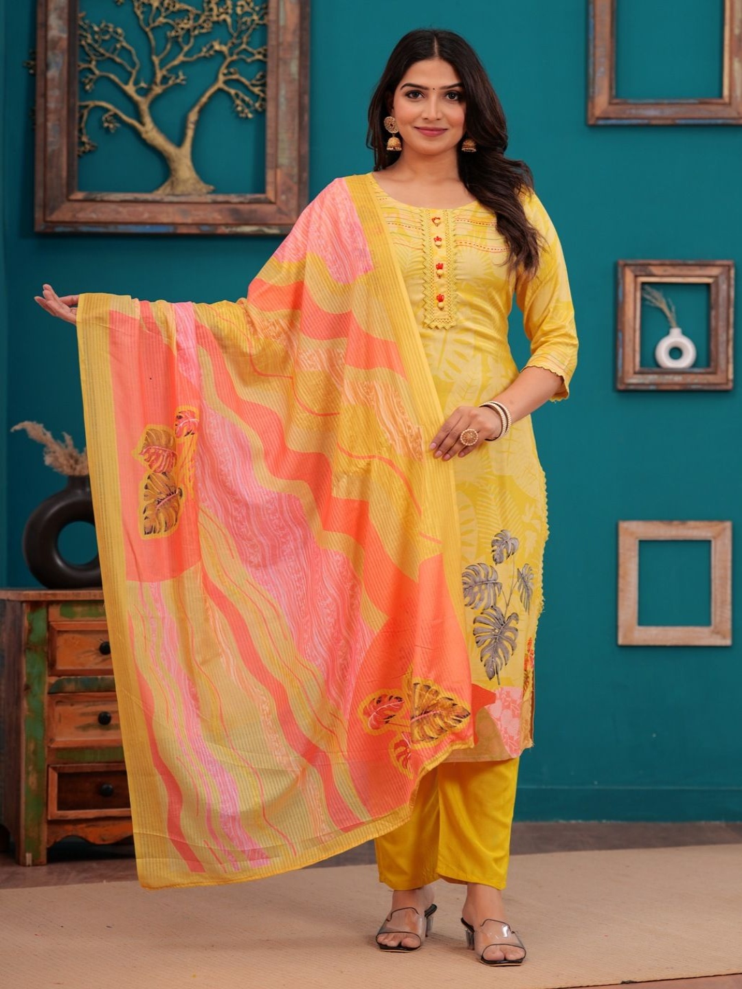 UNISETS Women Ethnic Motifs Printed Regular Kurta with Pyjamas & With Dupatta, Yellow
UNISETS Women Ethnic Motifs Printed Regular Kurta with Pyjamas & With Dupatta, Yellow